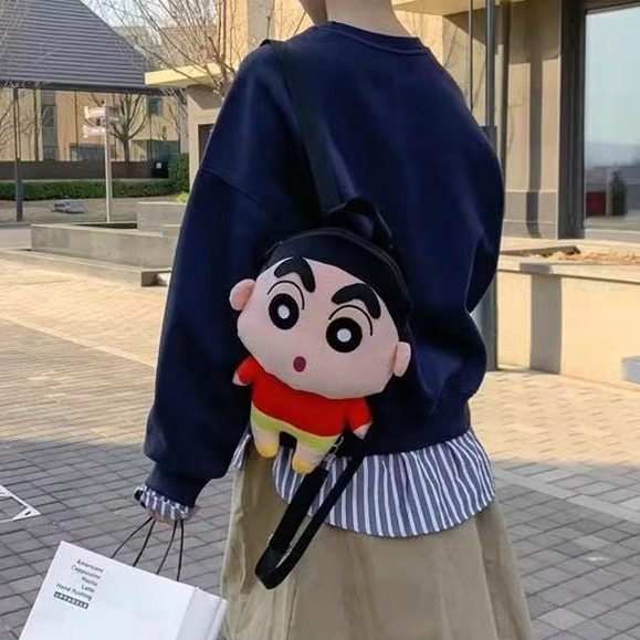 新款搞怪可爱蜡笔小新双肩包毛绒痛包卡通背包玩偶公仔礼物生日,淘宝优惠券,粉丝福利购,淘宝优惠卷