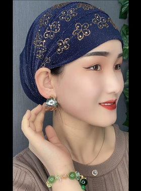 网红弹力松紧梅花时尚发套包头帽