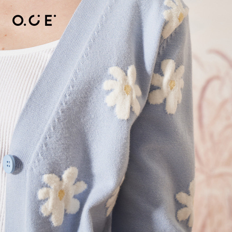 oce 2022春季新款长袖外套针织衫 oce毛针织衫