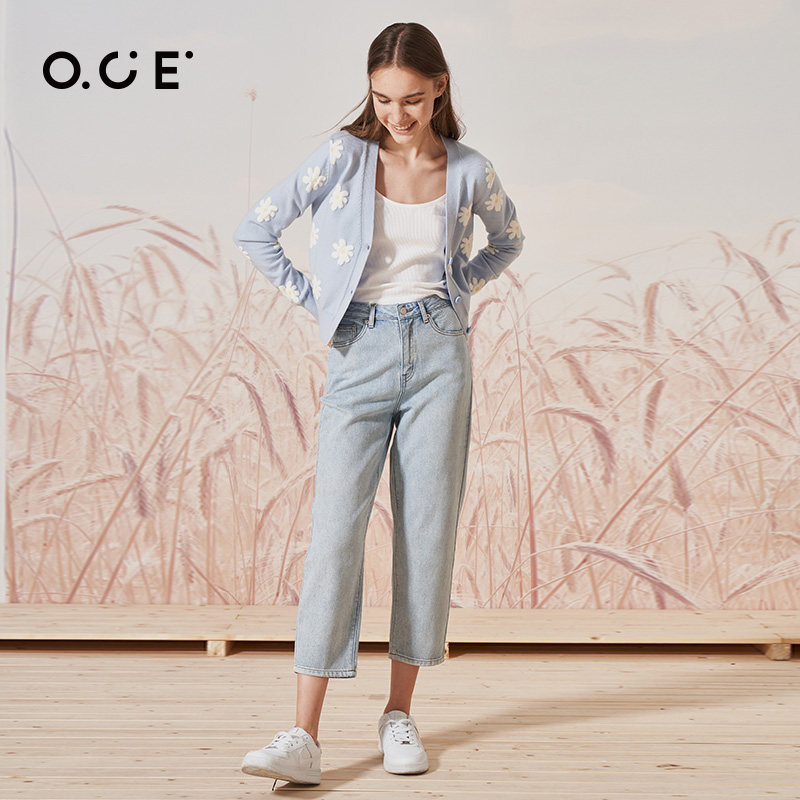 oce 2022春季新款长袖外套针织衫 oce毛针织衫