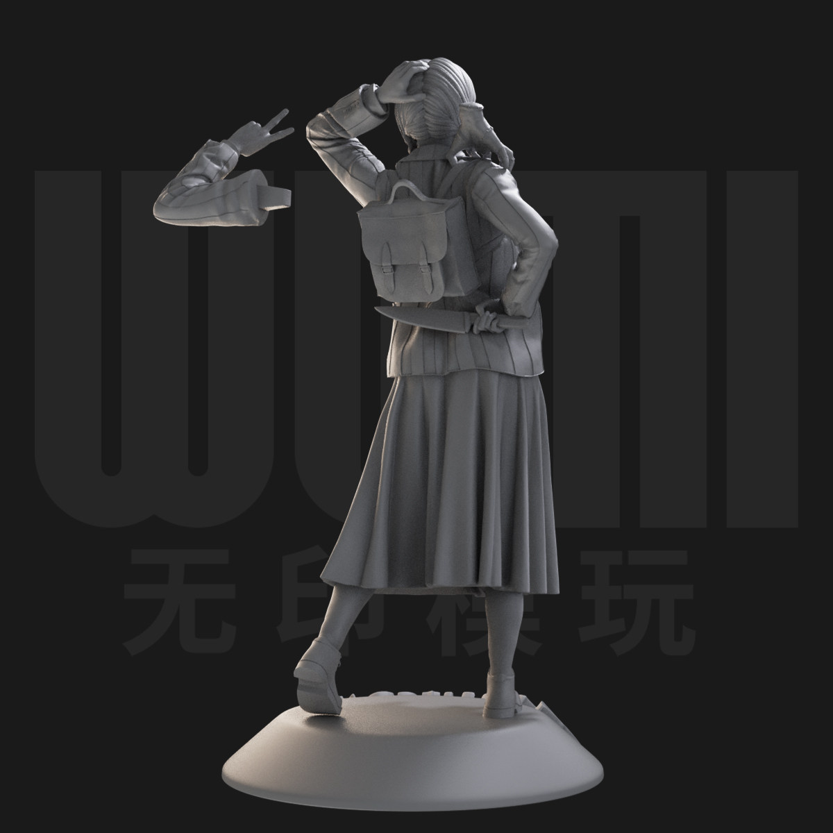 星期三学生装美剧角色 1/24白模GK手办18比例兵人3D打印模型1085_虎窝淘