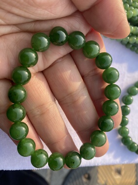 天然和田玉碧玉手串卡10手饰饰品