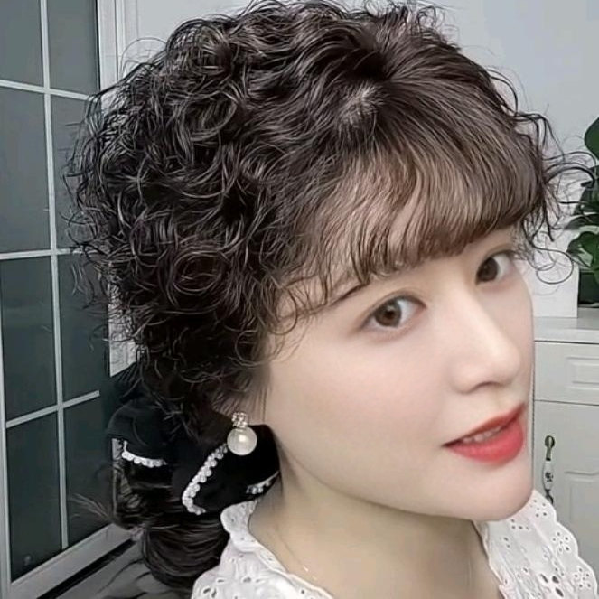 中老年假发卷发片头顶补发片女遮盖白发片补发片羊毛卷妈妈假发片,淘宝优惠券,粉丝福利购,淘宝优惠卷