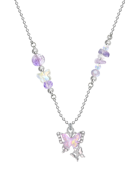 YQ.STUDIO | 新款紫色蝴蝶项链女款夏季清凉高级感百搭锁骨链显白