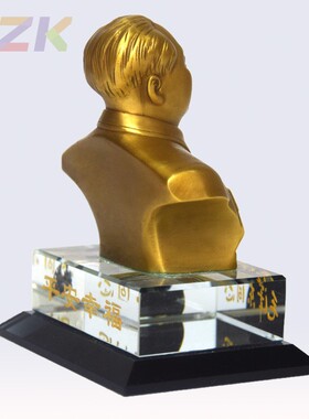 厂家直销新款毛主席黄铜半身汽车摆件水晶底座高端金属工艺品u6