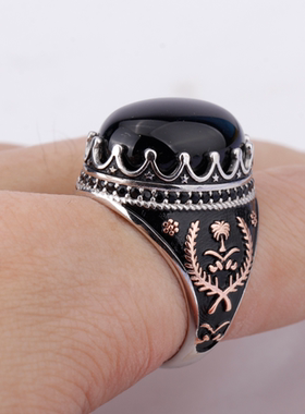 欧美风复古镶玛瑙玫瑰金银饰品