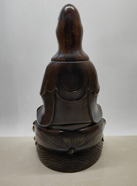 铜器摆件古铜色鎏金黄铜莲花自在观音菩萨双手合十观音供奉佛像