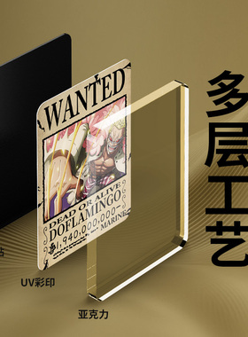 海贼王超新星七武海悬赏令亚克力冰箱贴 熊明哥基德复古通缉令