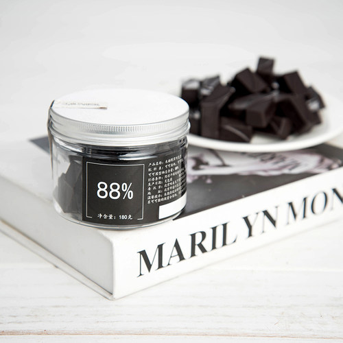 苦色手工无糖纯脂黑巧克力100%88%78%可可含量180g*3罐健身代餐食 - 图1