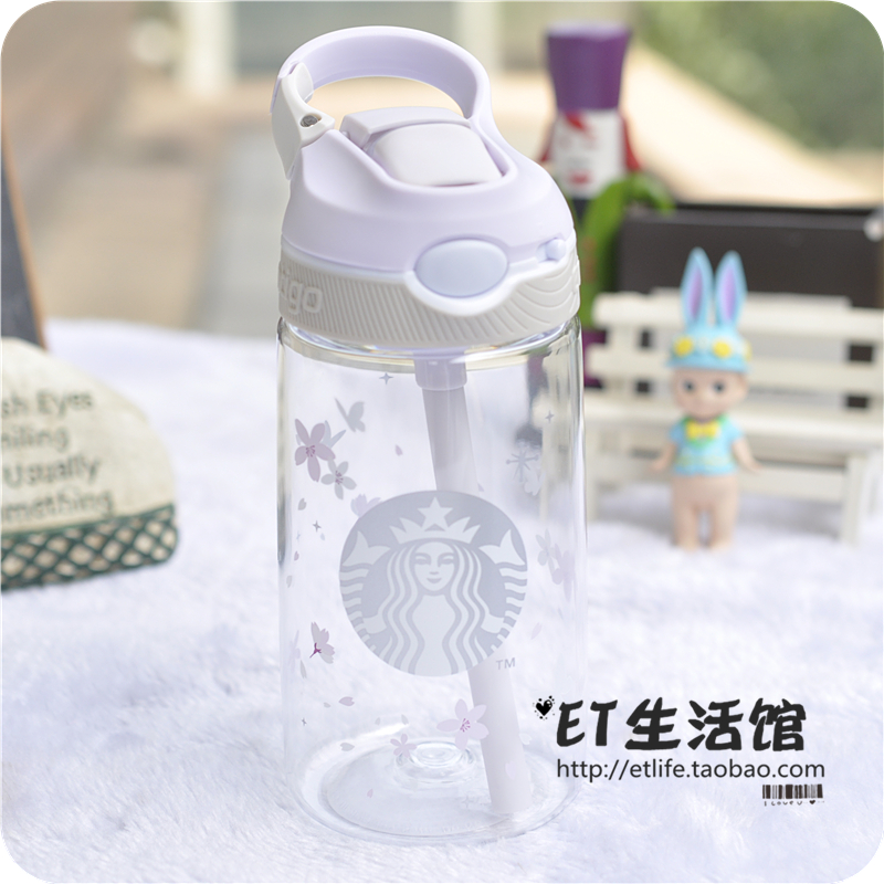 Contigo 星巴克杯子 2024紫樱粉色樱花旋转木马康迪克 吸管保温杯