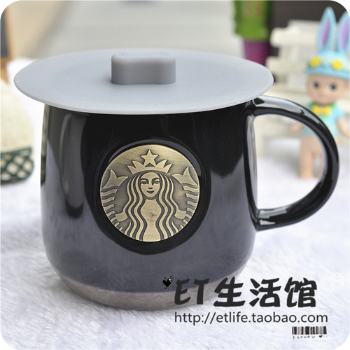 星巴克杯子 经典logo黑色男士圣诞礼物马克杯情侣对杯咖啡杯 限量 - 图1