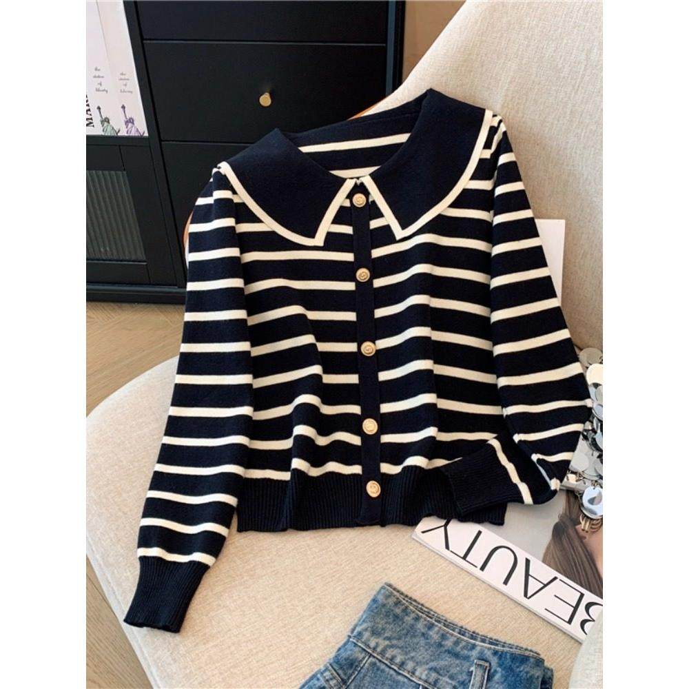 大码宽松假两件长袖针织开衫外套女装秋冬胖mm显瘦娃娃领短款上衣,淘宝优惠券,粉丝福利购,淘宝优惠卷