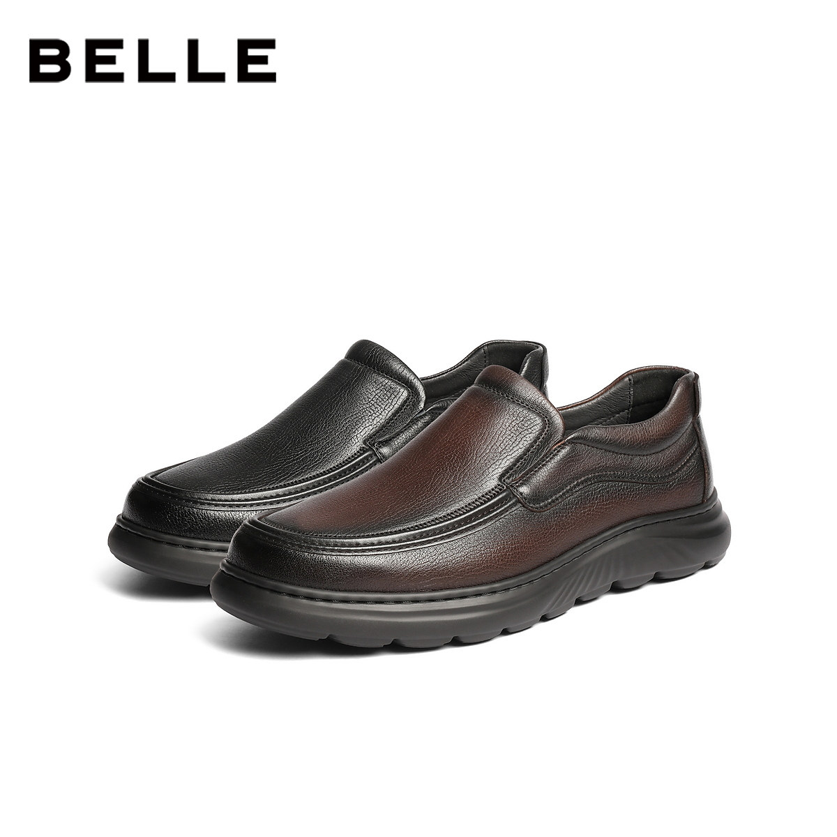 百丽男士一脚蹬增高休闲商务皮鞋男25冬新羊皮厚底爸爸鞋8YG01DM5,淘宝优惠券,粉丝福利购,淘宝优惠卷