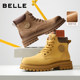 百丽男鞋休闲马丁靴子加绒保暖增高短靴户外工装大黄靴7TW01DD2