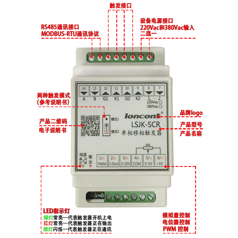 可控硅移相触发器LSJK-SCR单相向晶闸管触发板周波控制器RS485控-图1