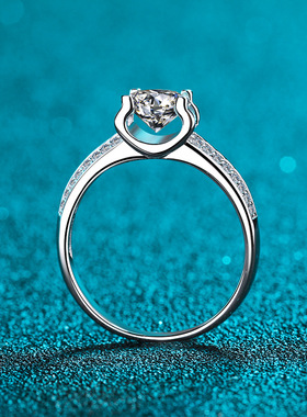 新款s925银镀18K金牛头款群镶莫桑石时尚气质镀pt950铂金戒指女款