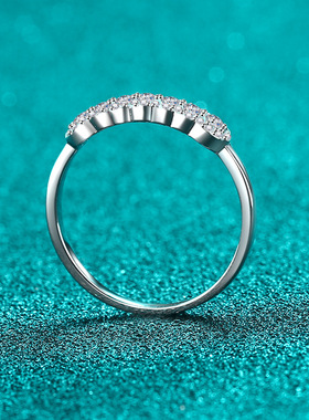 s925银镀18K金莫桑石戒指简约女戒轻奢高级感镀PT950 铂金百搭款