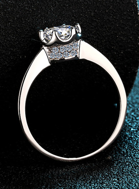 s925银镀18K金戒指女莫桑石微镶指环镀pt950铂金简约气质女友礼品