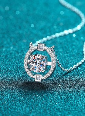 s925纯银镀18K金简约莫桑石项链女时尚简约款吊坠配饰镀PT950铂金