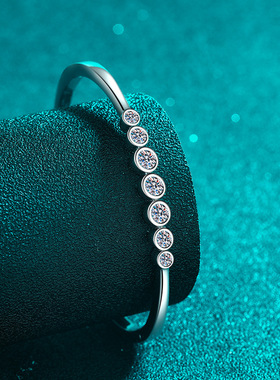 s925银镀18K金镀PT950铂金手镯泡泡莫桑石手链时尚简约送女友礼物