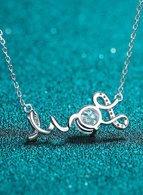 s925纯银镀18K金项链1克拉莫桑石吊坠女士款钻石饰品镀pt950铂金