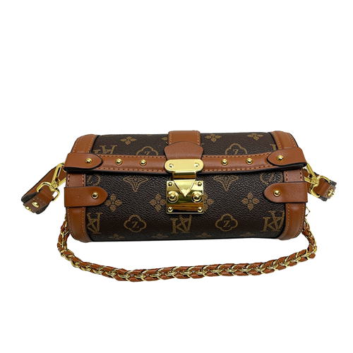 品牌正品包包女2025新款老花巴比龙圆筒包圆形枕头包链条斜挎小包 - 图3