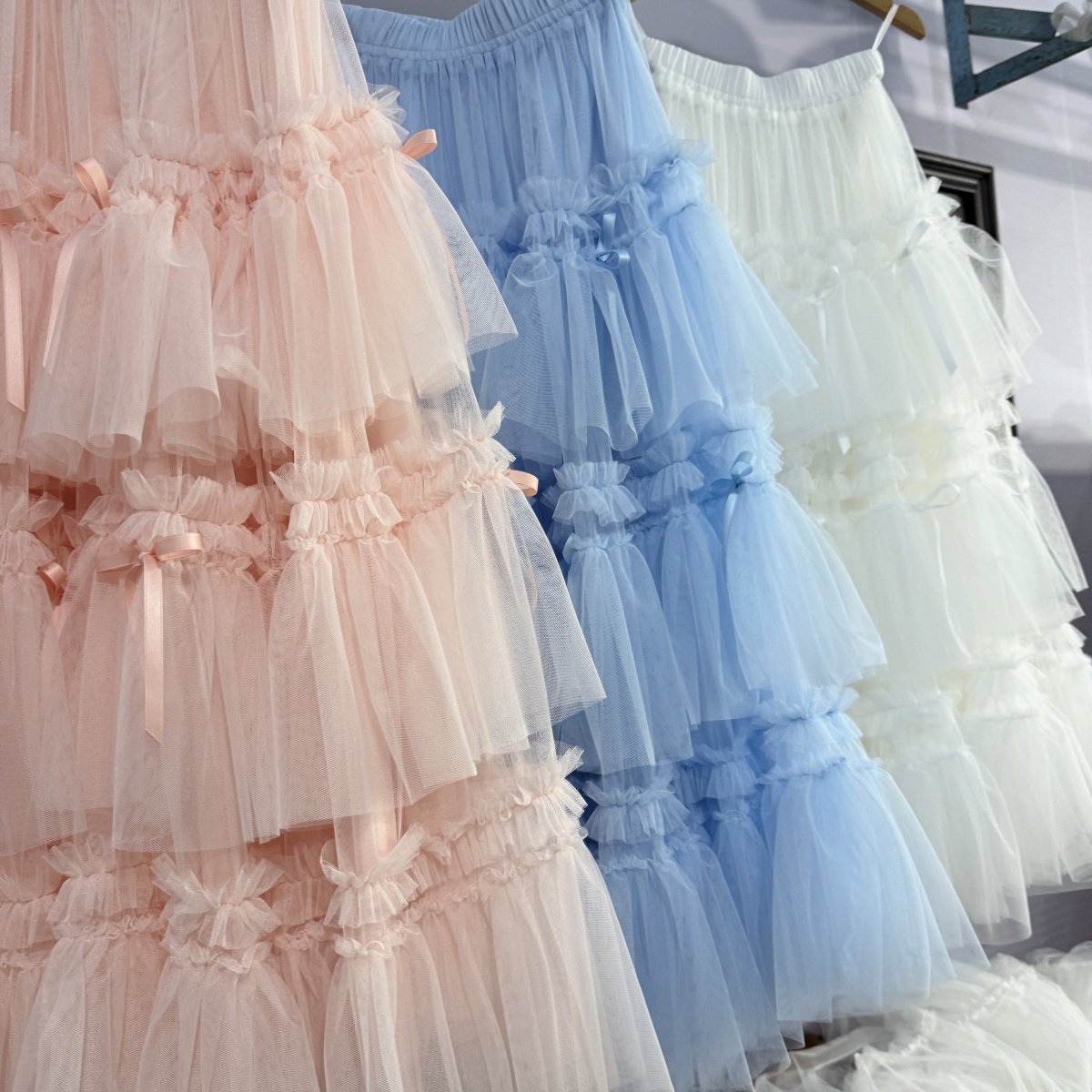 蝴蝶结蛋糕裙层次感跳舞大摆网纱半身裙A字蓬蓬裙中长纱裙,淘宝优惠券,粉丝福利购,淘宝优惠卷