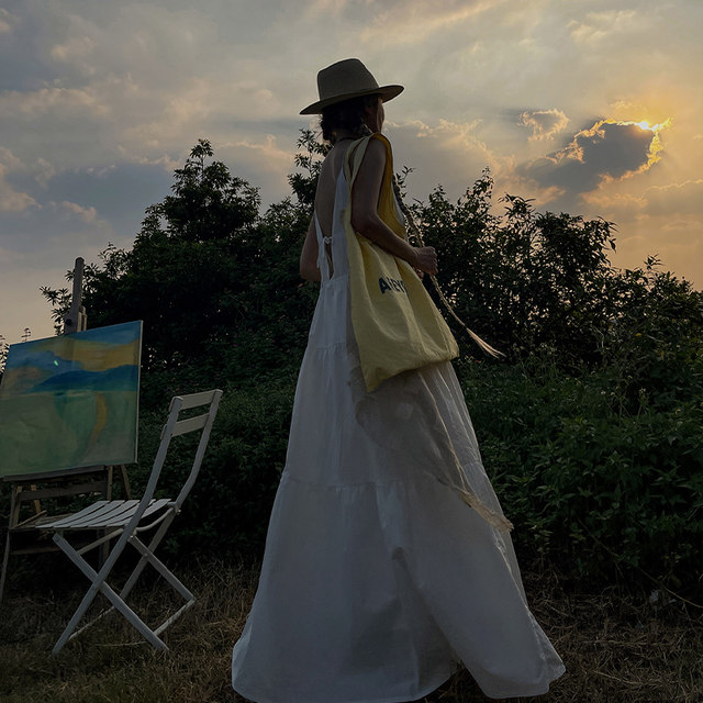 Customized Greek goddess suspender white dress