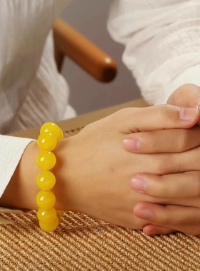 黄玛瑙手串招财转运珠本命年男女款礼物鸡油黄手链