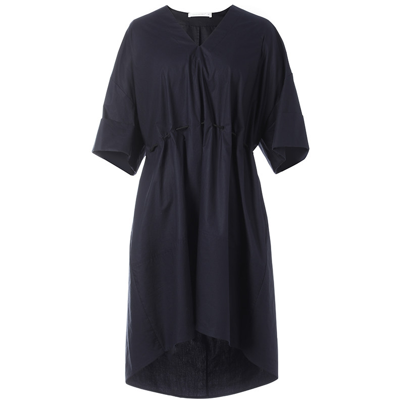 米蔻兰宽松v领纯棉休闲夏季连衣裙 米蔻兰连衣裙