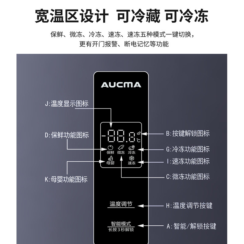 澳柯玛bd-151wne晶韵蓝立式冰柜 名丰电器立式冷柜
