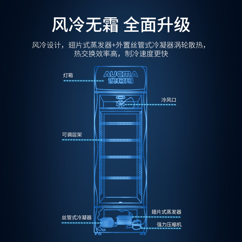 澳柯玛风冷展示保鲜商用冷饮冰柜 澳柯玛潍坊展示柜