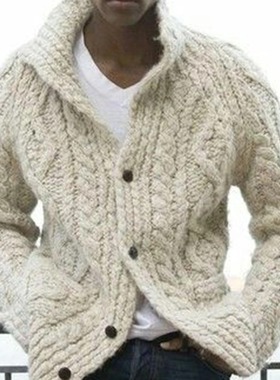 欧美休闲灰色针织开衫大码外套