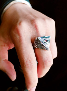 光明会全视之眼戒指项链共济会徽章洞悉一切守护恶魔之眼指环男潮