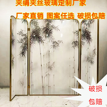 Clip Silk Glass Landscape Painting Sandwich Double Steel Clip Painted Bent Steel Clip Silk glass manufacturer Direct sales Size customizable