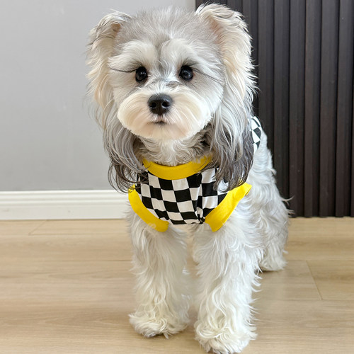 棋盘格小鸭子背心白胡子雪纳瑞衣服泰迪比熊狗狗衣服 支持定制 - 图2