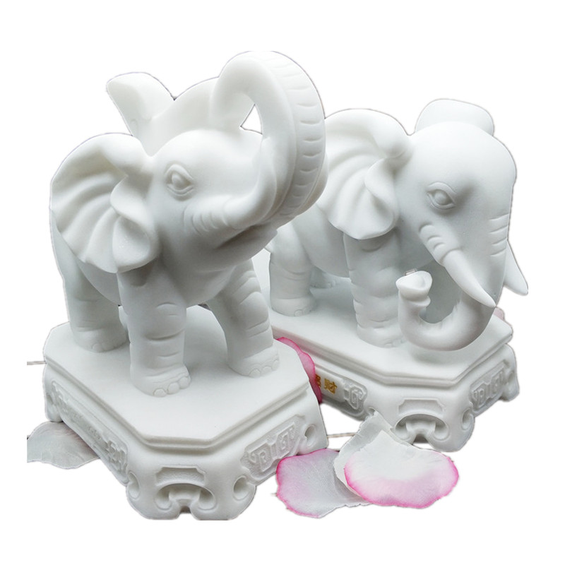 石雕大象一对汉白玉石象镇宅招财风水象办公室柜台家居装饰品摆件-图3