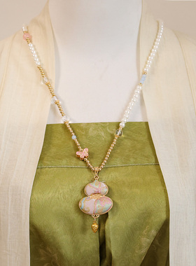 新中式仿宋锦葫芦项链