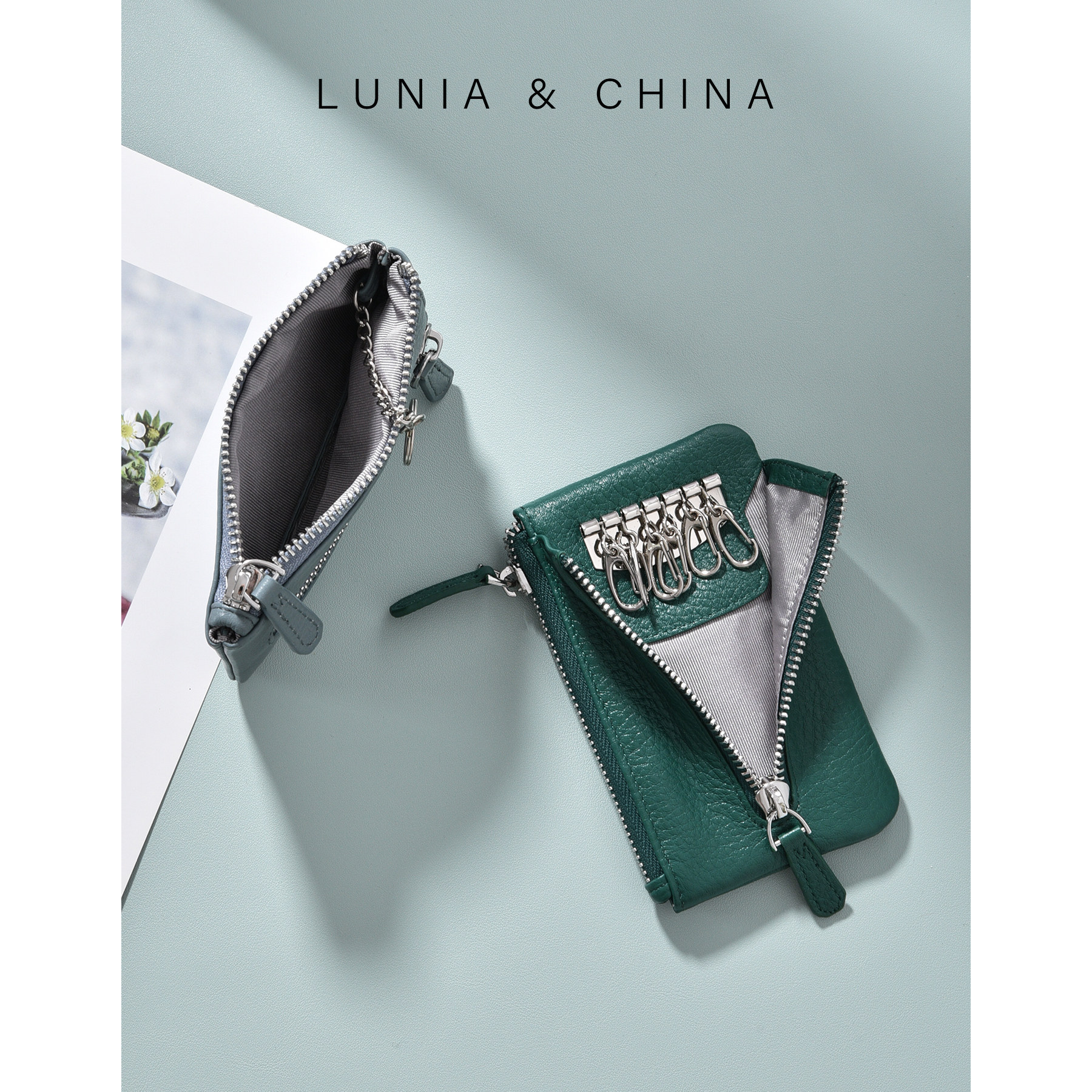 日韩原创自然摔纹头层牛皮女零钱包 lunia路尼亚钱包