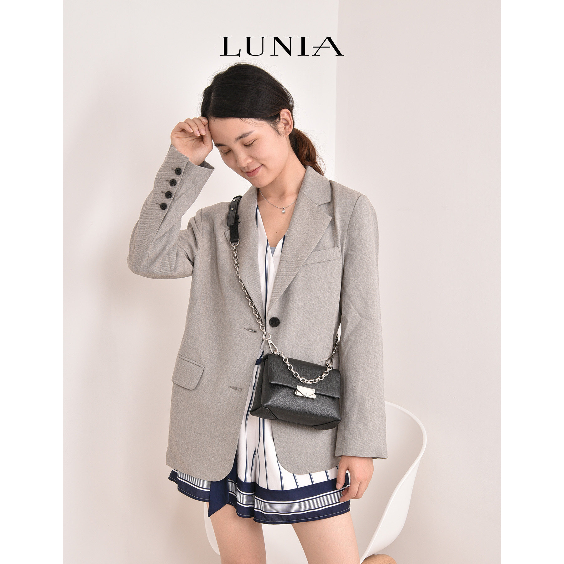 头层牛皮mk新款韩版包包欧美斜挎包 lunia路尼亚女士包袋