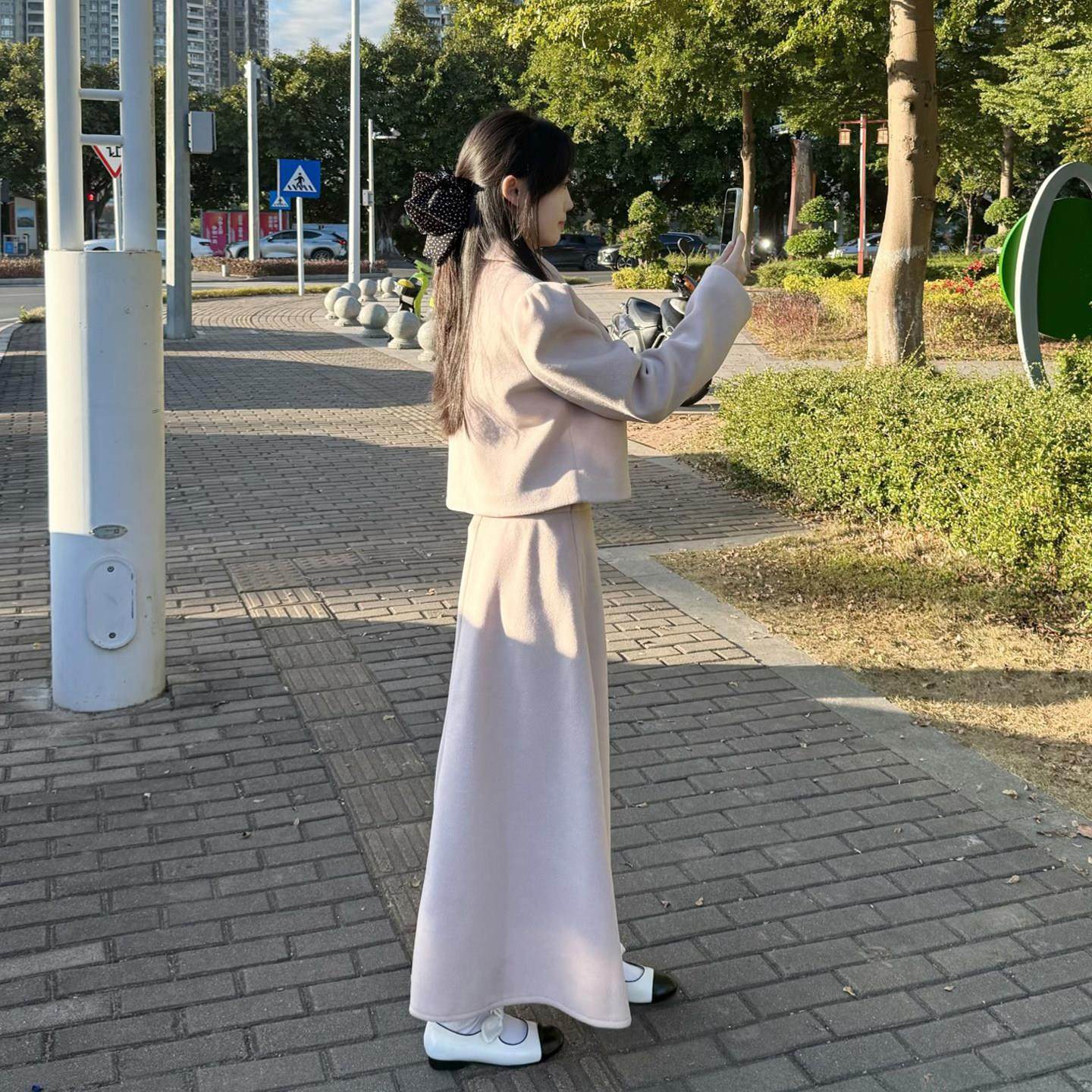 粉色小香风毛呢套装女冬季名媛千金蝴蝶结短外套高腰半身裙两件套,淘宝优惠券,粉丝福利购,淘宝优惠卷