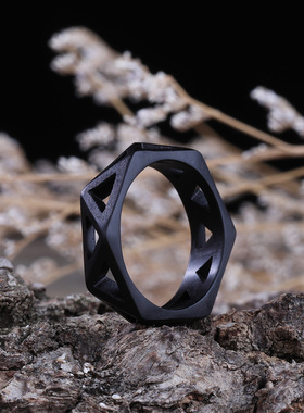 檀木戒指黑檀紫光檀原创手工木头