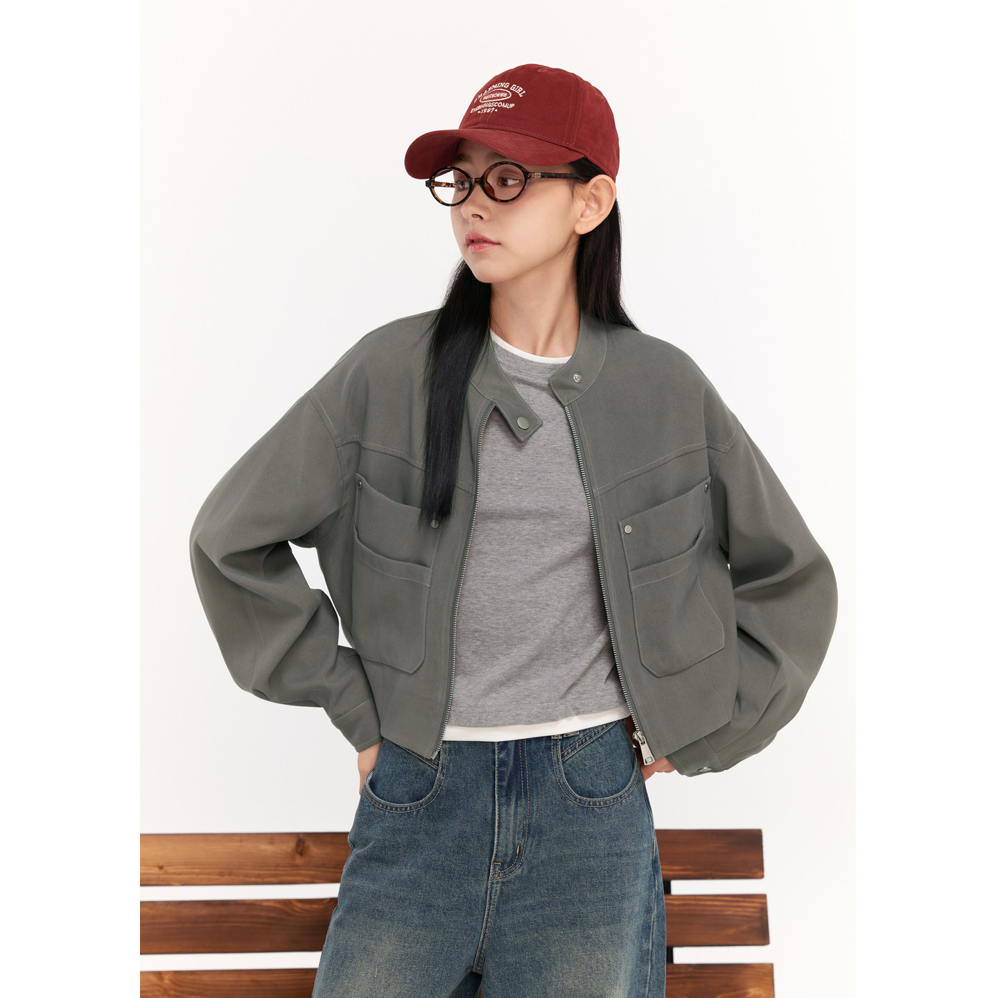 紫涵复古短外套女秋季新款休闲通勤工装风口袋气质小个子拉链上衣,淘宝优惠券,粉丝福利购,淘宝优惠卷