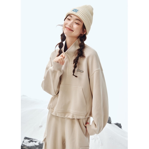 紫涵运动休闲风立领拉链卫衣外套工装休闲裤子两件套装女冬季新款 - 图2