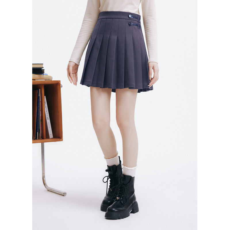 紫涵学院风短款百褶裙女冬季新款复古咖格短裙休闲收腰显瘦a字裙,淘宝优惠券,粉丝福利购,淘宝优惠卷