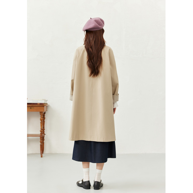 紫涵直筒中长款翻领风衣女2026春季新款复古宽松牛角扣拉链外套,淘宝优惠券,粉丝福利购,淘宝优惠卷