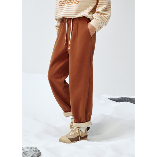 Zihan 100% pure cotton harem pants for women in winter new loose and slim high waist drawstring casual pants radish pants