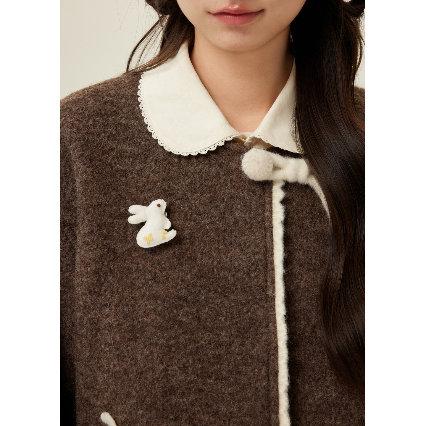 紫涵短款羊毛呢圆领外套女2025年冬季新款甜美宽松棕色小个子大衣,淘宝优惠券,粉丝福利购,淘宝优惠卷