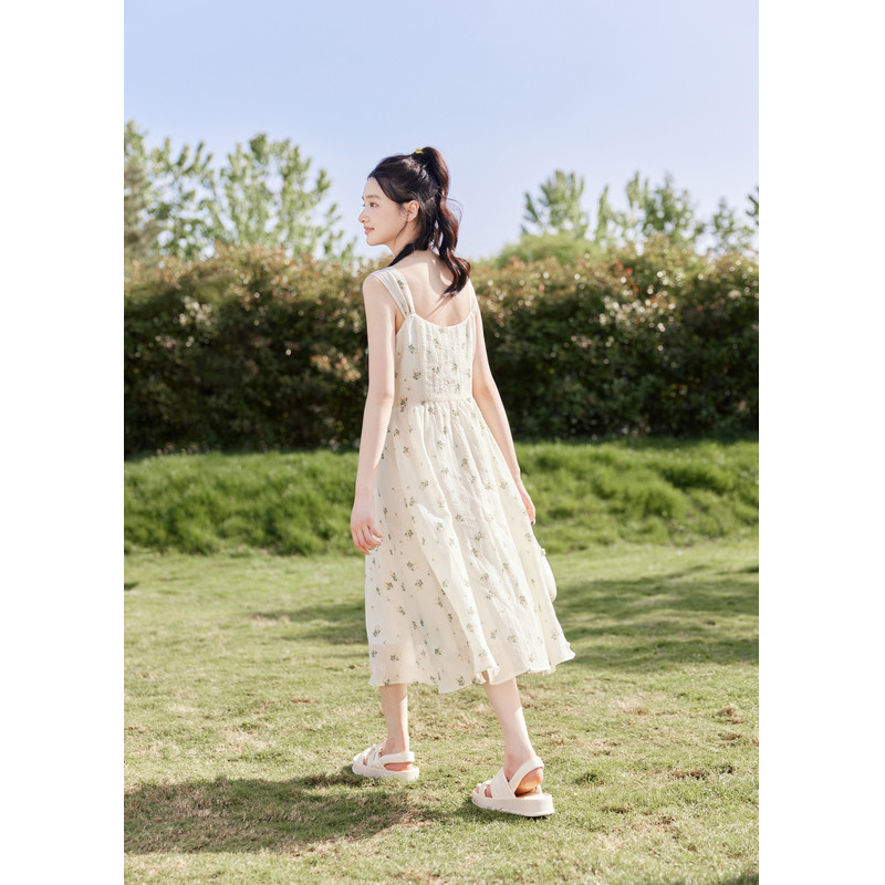 紫涵小清新碎花吊带裙女夏季新款甜美收腰连衣裙花边拼接修身长裙,淘宝优惠券,粉丝福利购,淘宝优惠卷