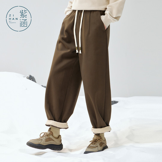 Zihan 100% pure cotton harem pants for women in winter new loose and slim high waist drawstring casual pants radish pants